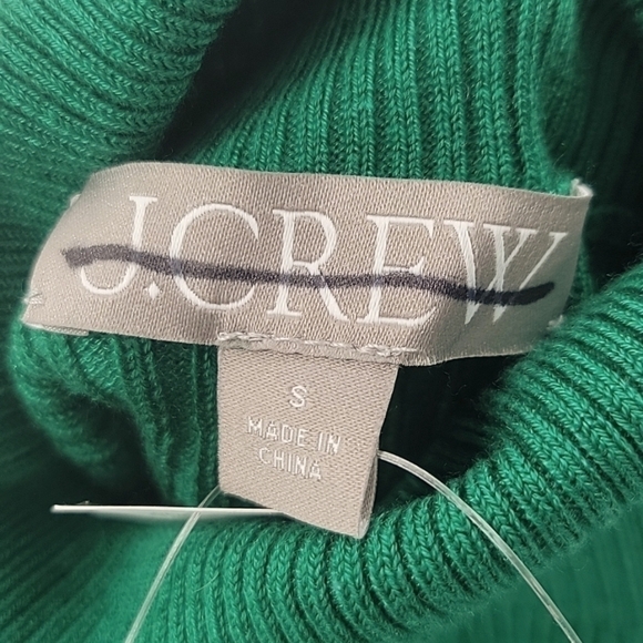 J Crew TENCEL™ lyocell-blend ribbed turtleneck sweater Festive Green S NWT BJ603 - Picture 4 of 12